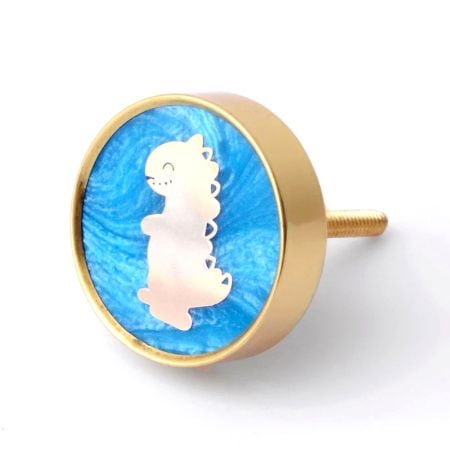 Kids Handmade Brass Dino Knob